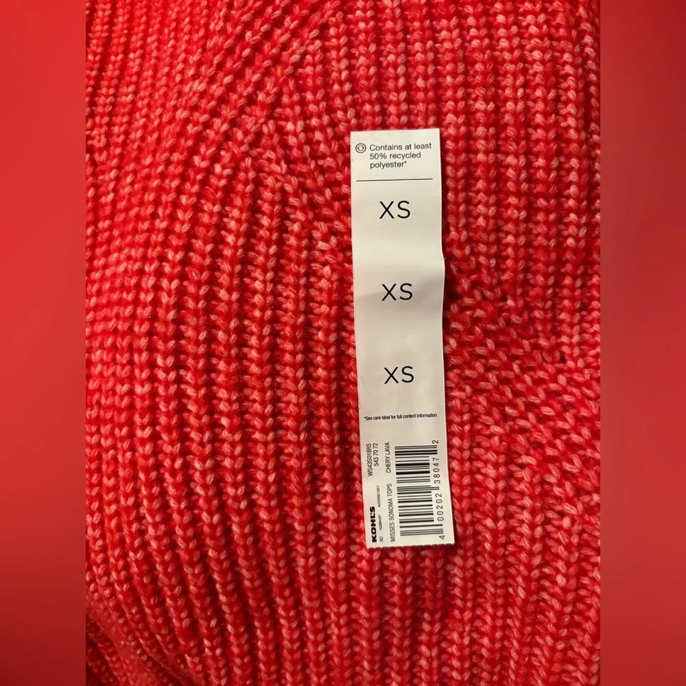 NWOT Sonoma Vibrant Red Knit Pullover XS